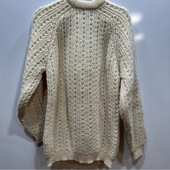 Vintage McRitchie Of Edinburgh 100% Pure Wool Jumper Size L Cream Fisherman - Picture 7 of 9